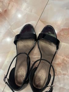 Black Patent Ankle Strap Heels