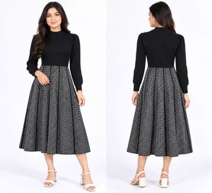 Chic Black & White Ribbed Knit Dress