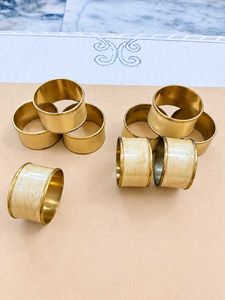 Set of 4 Vintage Brass and Enameled Napkin Rings