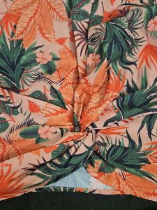 Tropical Print Twist Front Top