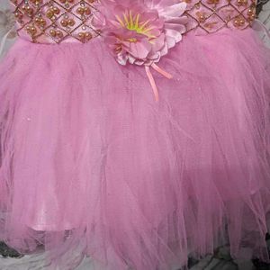 Baby Girl Pink 🅰️Tulle Dress with Pearl Embellish