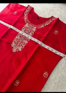 Stunning Red Embroidered Kurta Set with Dupatta