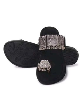 Bohemian Black Flats with Silver Embellishments