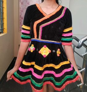Vibrant Embroidered Black Kurti