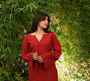 Elegant Red Cotton Kurta