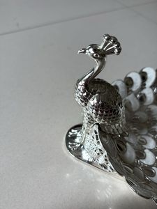 Decorative Silver Peacock Showpiece Bowl