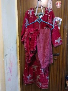 Maroon Floral Kurta Set with Dupatta