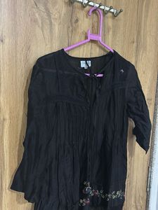 Boho Embroidered Black Dress