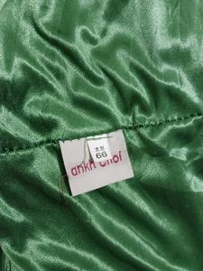 Green Ruched Lace-Up Dress