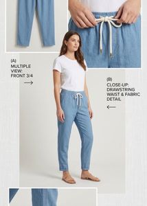 Length-34,,Blue cotton Drawstring Pants