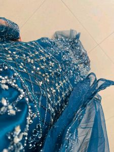 Navy Blue ethnic dress mirror work