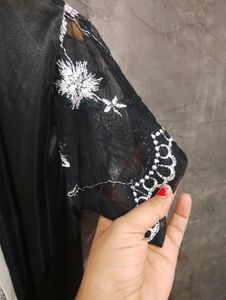 Black Night Gown With Shrug