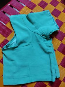 Beautiful Teal Blouse with Embellished Sleeves