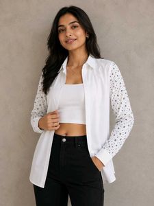 Stylish White Printed Sleeve Shirt