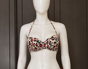 Multicolor Leopard Print Bikini Top