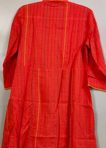 Stylish Red Ethnic Kurti with Front Jacket Design