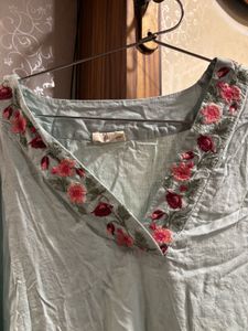 Floral Embroidered Cotton Kurta Set