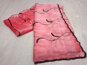 Elegant Pink Beaded Saree