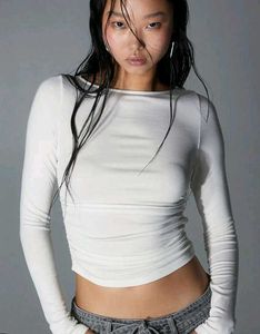 Savana NEW with tag White Ruched Long Sleeve Top