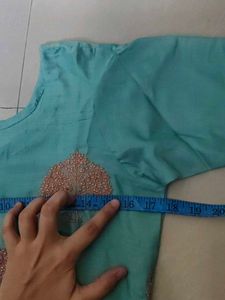 Beautiful Teal Kurta Set with Peacock Embroidery