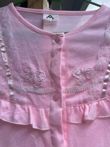 Cute Pink Button-Up Nightgown with shorts
