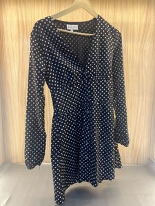 Chic Black Polka Dot Button-Up Dress