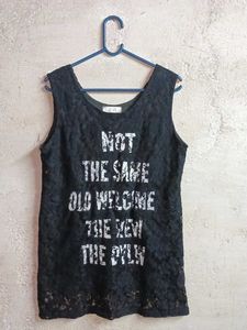 Black Lace Graphic Tank Top Layered