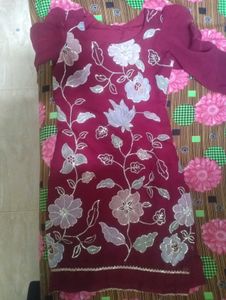 Maroon Floral Kurta Set