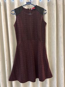 Burgundy Knee Length Dress