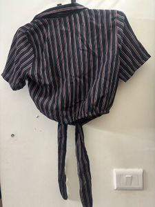 Chic Striped Crop Top with Tie Detail
