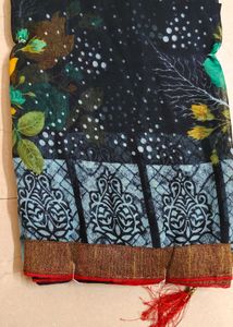 Beautiful Black Floral Print Saree