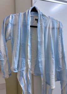 Striped Lightweight Sky blue Top cum Sh