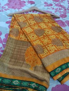 Yellow Saree with Embellishments