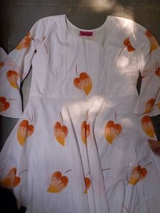 Hafwhite Gown With Orange Colour Floral print