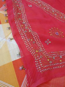 Beautiful rose pink Embroidered Saree🩷
