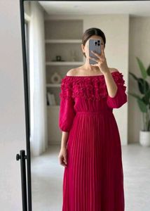 Charming Red Ruffle Dress