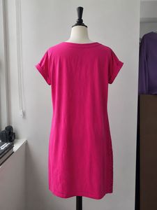 Vibrant Pink Geometric Print Dress
