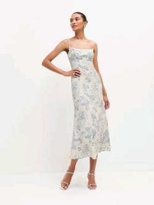 Blue Floral Midi Slip Dress🦢🪞✨️