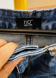 Womens Blue Denim Capri Jeans women shorts rio