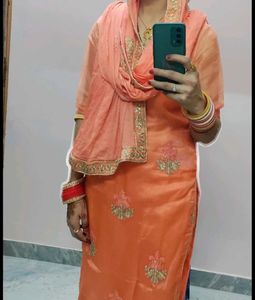 Elegant Orange Kurta Set with Embroidery