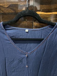 Embroidered Navy Blue Maxi Dress