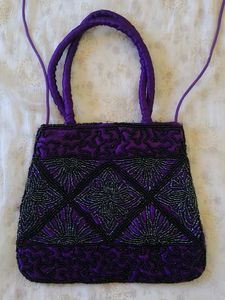 Vintage Beaded Purple Clutch Bag