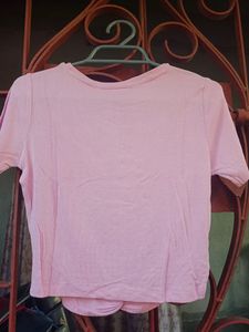 Black Pant With Belt And Pink Ribbed Crop Top