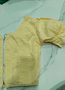Yellow Ethnic Blouse with Zipper
