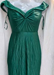 101412. Elegant Green Off-Shoulder Maxi Dress