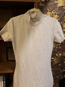 Light Grey Ribbed Mock Neck Top