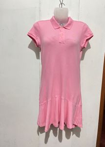 Length-32,,Pink Polo Shirt Dress