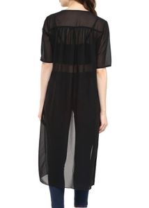 Sheer Black High-Low Tunic Top