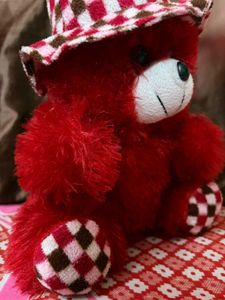 Cute Red Teddy Bear with Hat