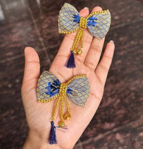 pack of 2 Blue &amp; Gold Embellished Hair Clips